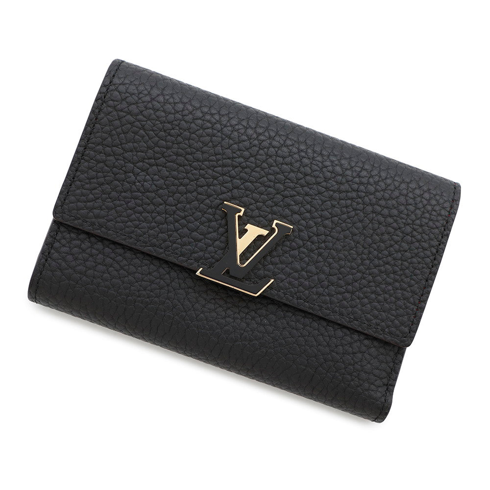 Louis Vuitton Portefeuille Capucine Compact pinkM62157 Taurillon Noir Leather Hat 2