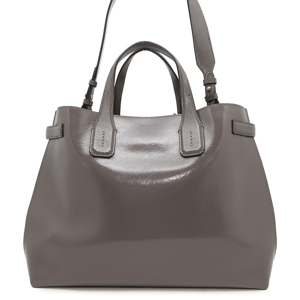 Burberry Soft Banner 2Waybag Handbag Leather Gray Travel Bag