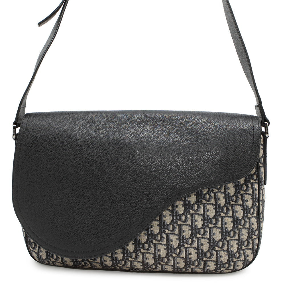 Dior Oblique Saddle Messenger Navy Adme Yks H Leather Beige Travel Bag