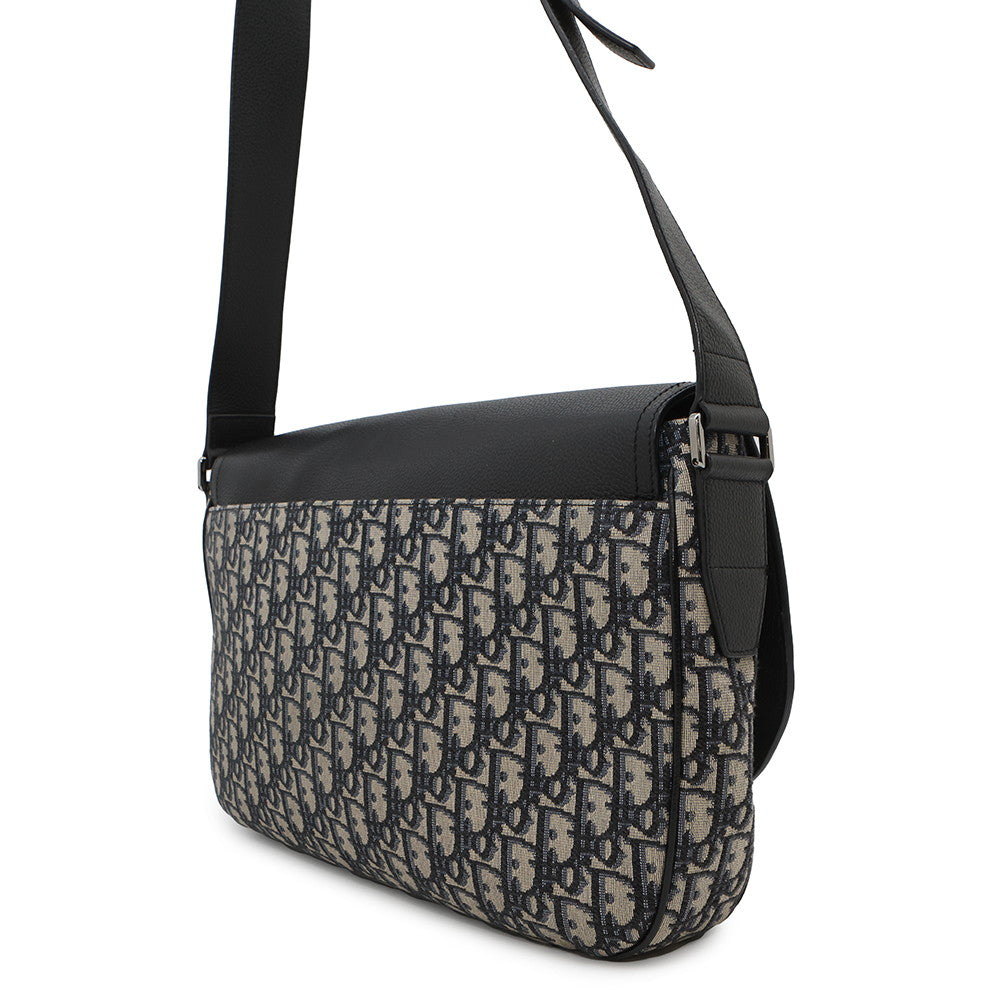 Dior Oblique Saddle Messenger Navy Adme Yks H Leather Beige Travel Bag