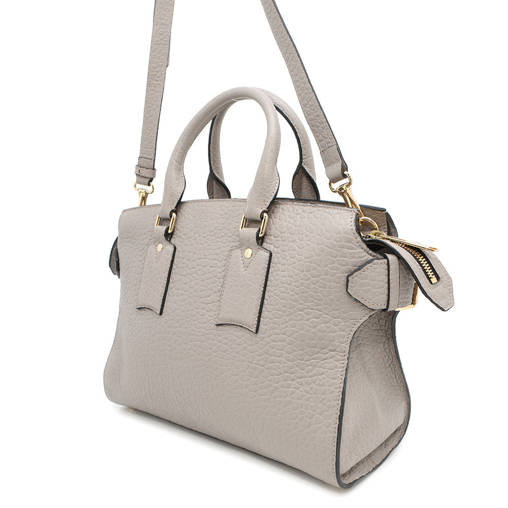 Burberry Clifton Insignia Gray3971049 Handbag Leather Medium Travel Bag