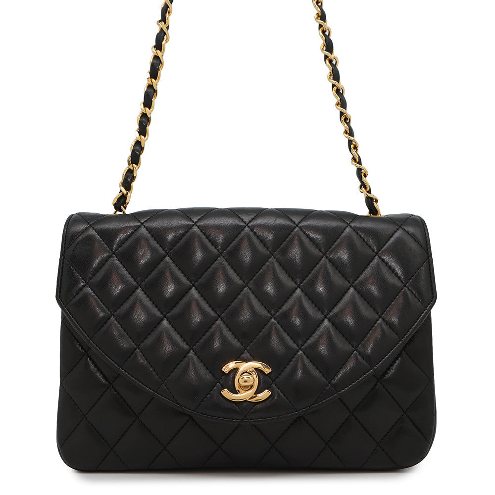 Chanel Matelasse Half Moon ChainShoulder Lambskin Black Shoulder Bag