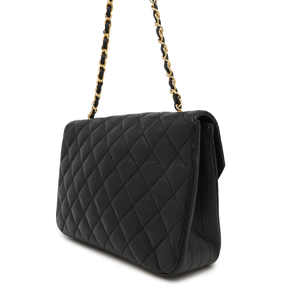 Chanel Matelasse Half Moon ChainShoulder Lambskin Black Shoulder Bag