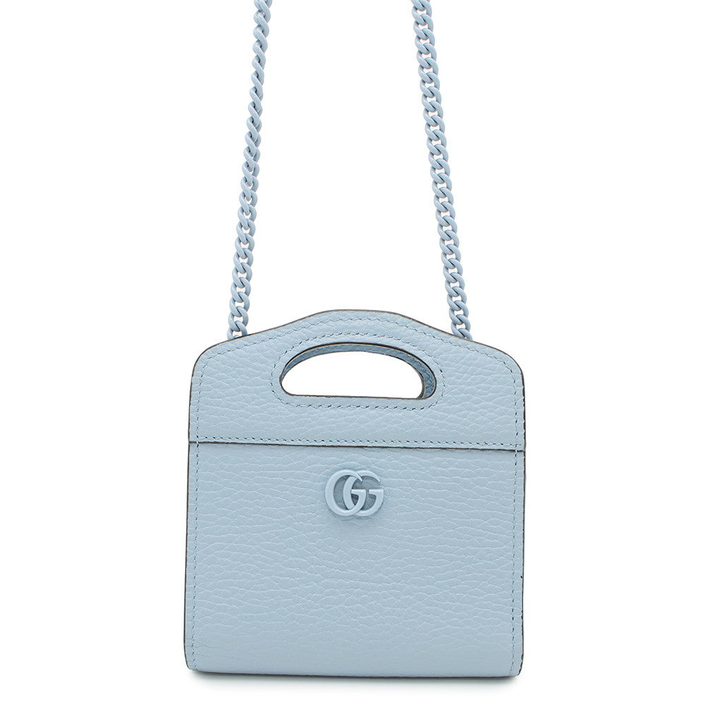 Gucci Double G Compact Light Leather Chain Wallet Case