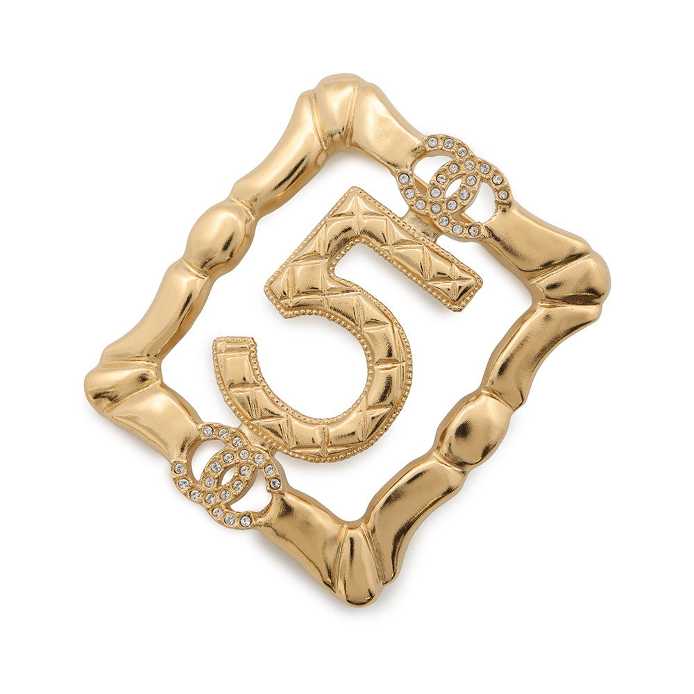 Chanel No.5 BroochABD760 Plated Rhinestone Gold Handbag