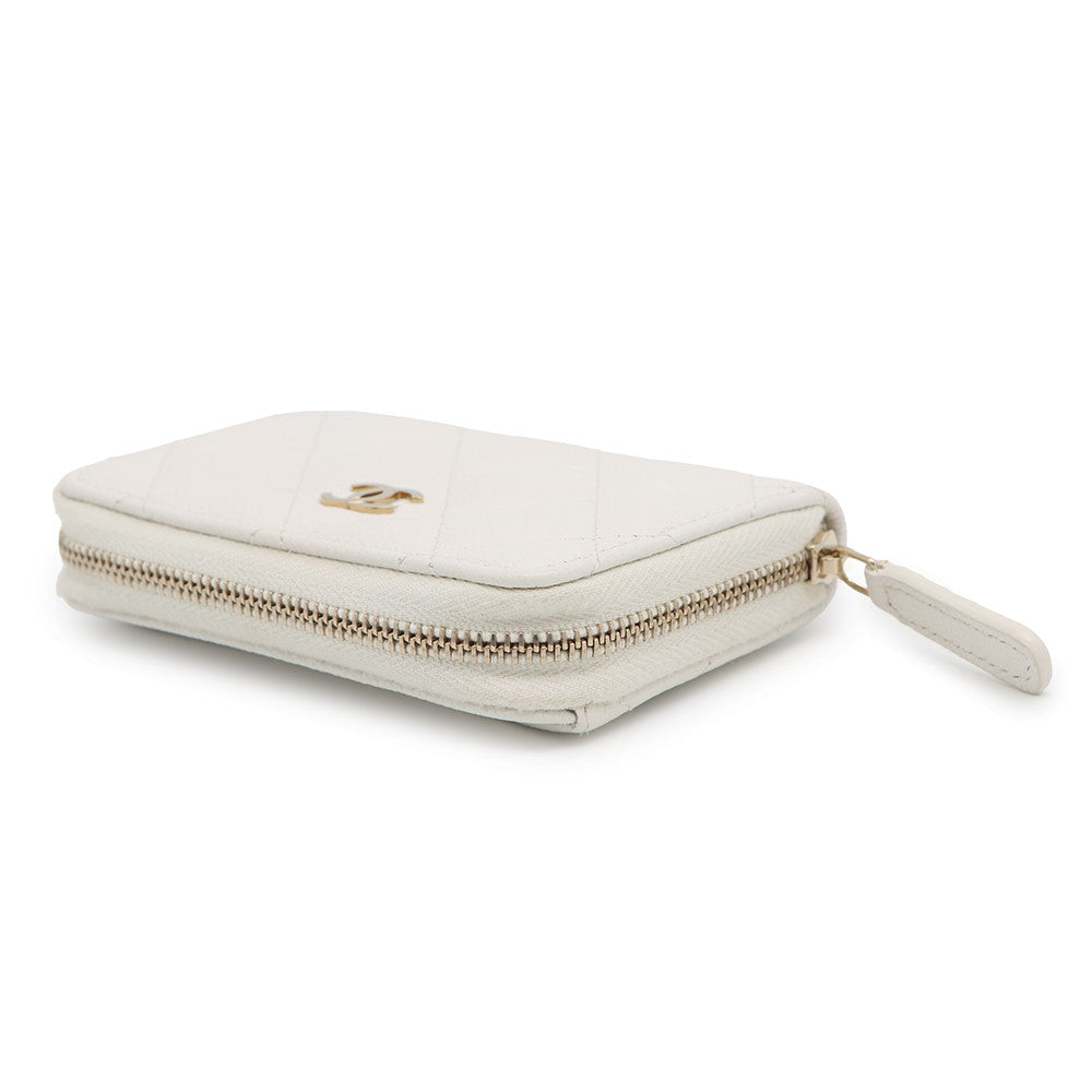 Chanel Classic zip coin purse WhiteAP0216 Caviar Leather Wallet Case