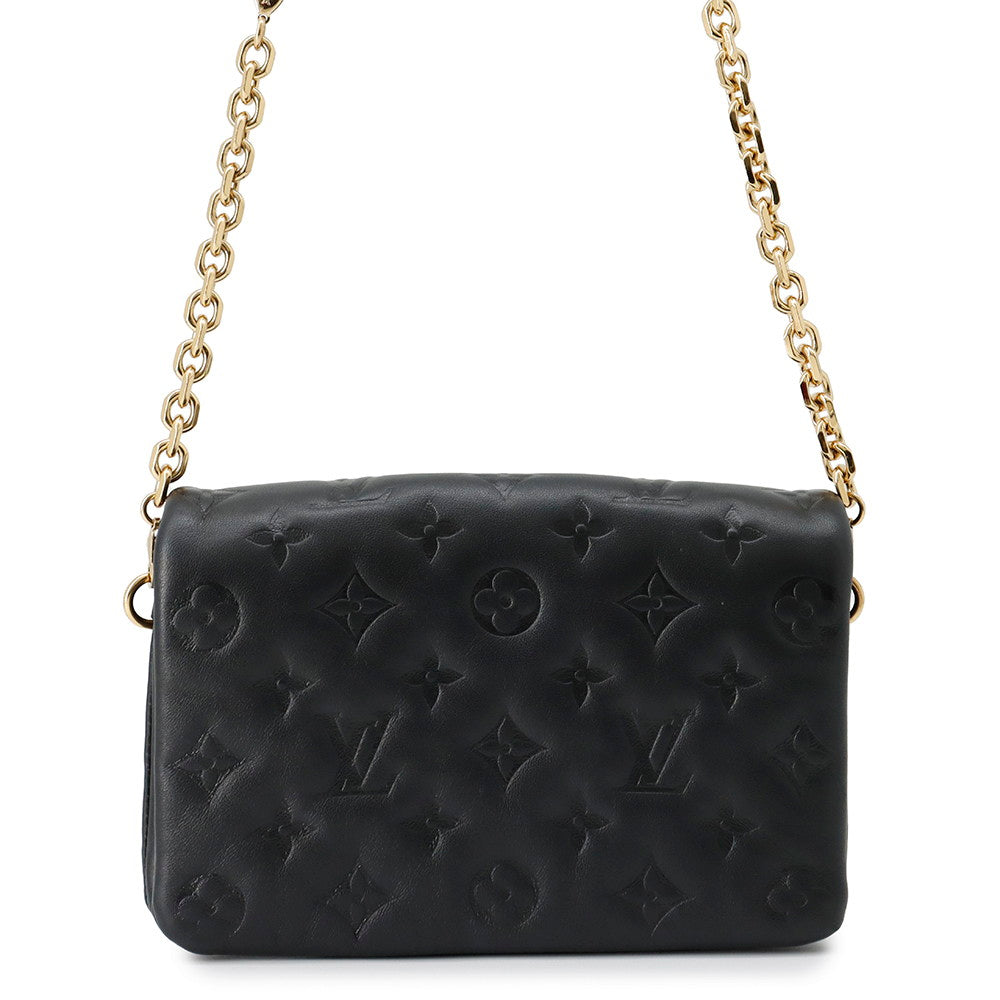 Louis Vuitton PochetteCoussin NoirM80742 Lamb ・Pattern Monogram Leather Clutch Bag