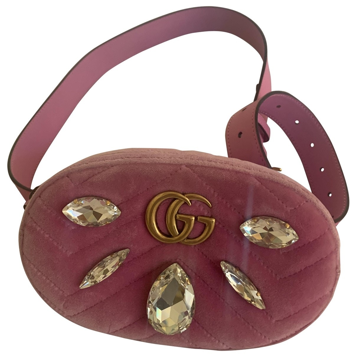 Gucci marmont pink velvet handbag