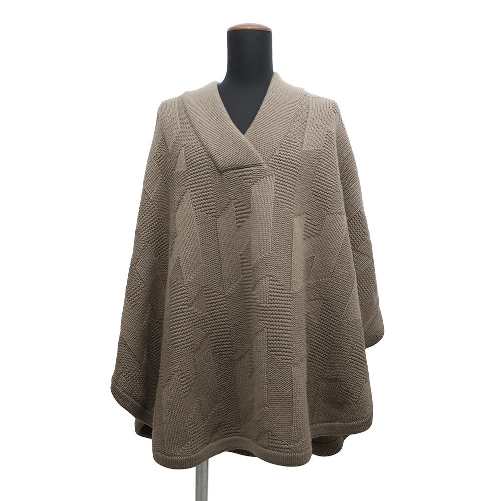Poncho "H" Motif Size Wool Handbag Brown Travel Bag