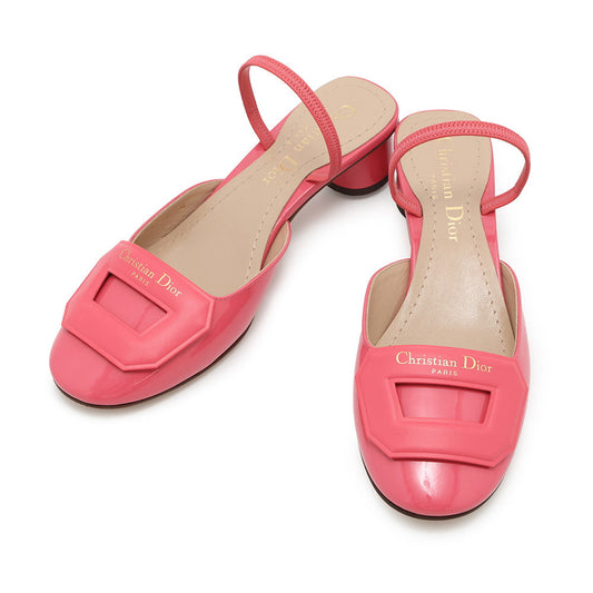 Dior Day Slingback Pumps Pinkkcb Vca Patent Size Leather Shoes