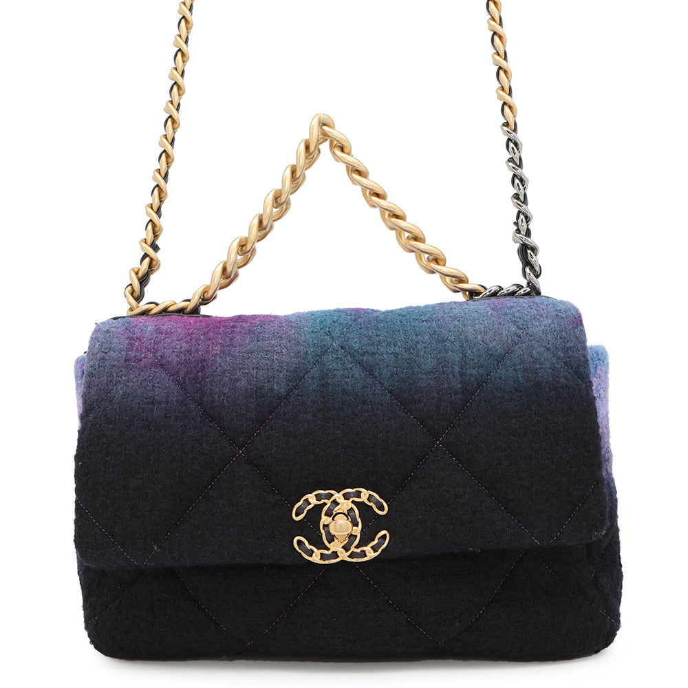 Chanel 19 ChainShoulder Purple BlackAS1161 Wool Blue Shoulder Bag