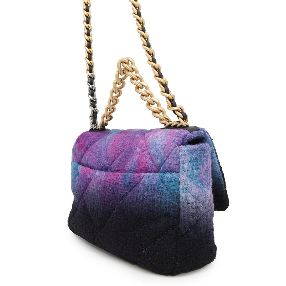 Chanel 19 ChainShoulder Purple BlackAS1161 Wool Blue Shoulder Bag