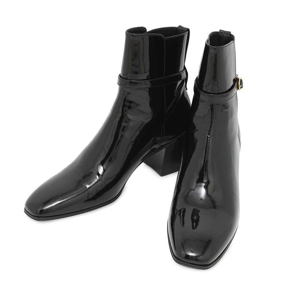 Saint Paris Terry Heel Encreboots Black709447 Patent Leather Shoes