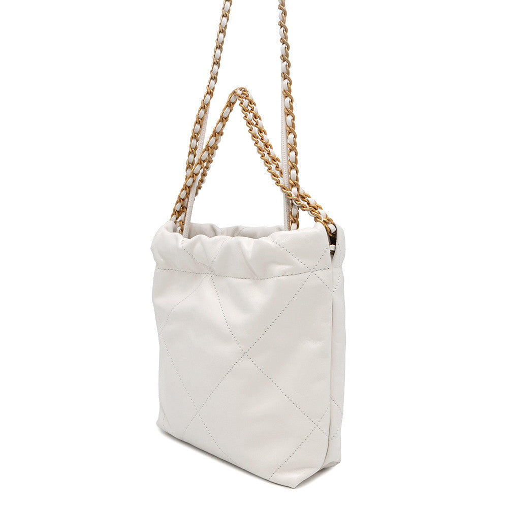 Chanel 22 WhiteAS3980 Shiny Calf Leather Shoulder Bag
