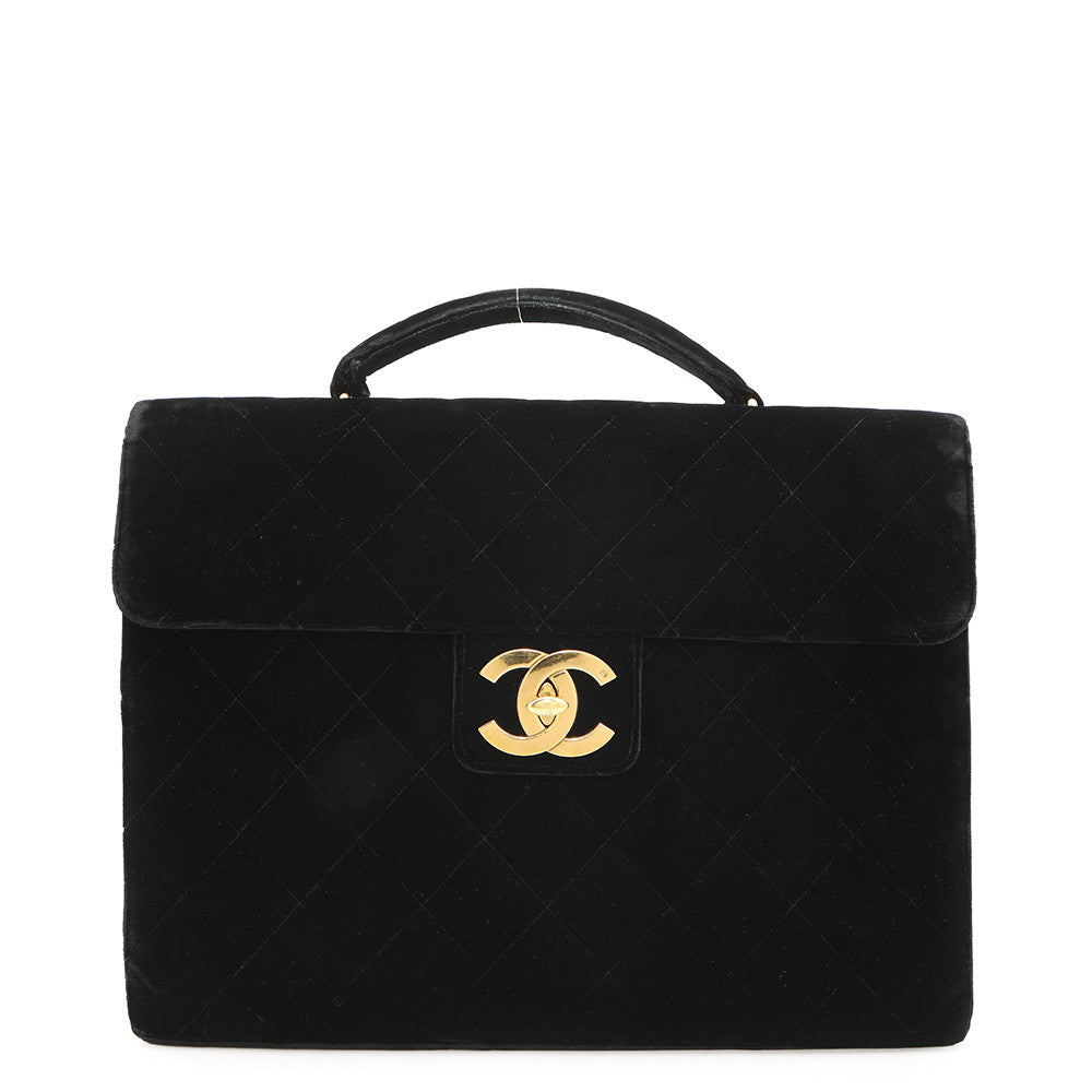Chanel Matelasse business Velvet Black Handbag