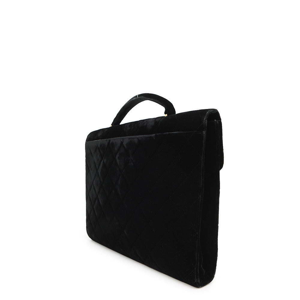 Chanel Matelasse business Velvet Black Handbag