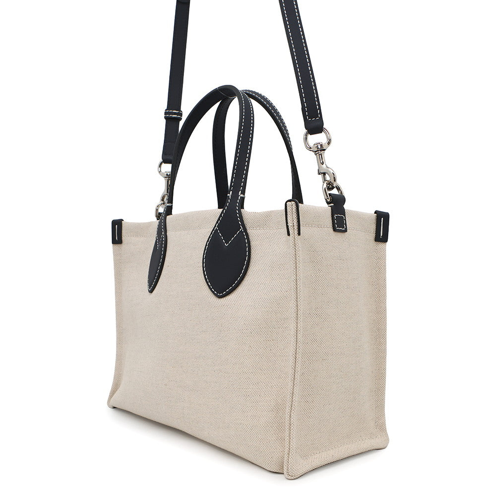 Gucci Print CanvasxLeather Beige Medium Logo Tote Bag