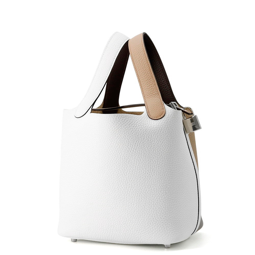 Picotin Lock Casaque Marfa New Macassar Taurillon White Beige Travel Bag
