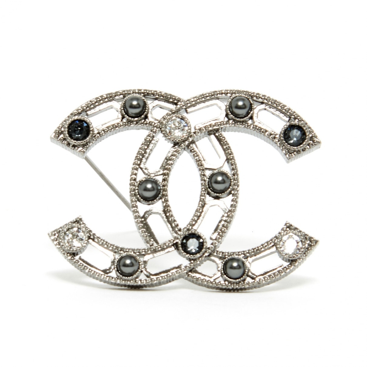 Chanel cc silver metal pins & brooches