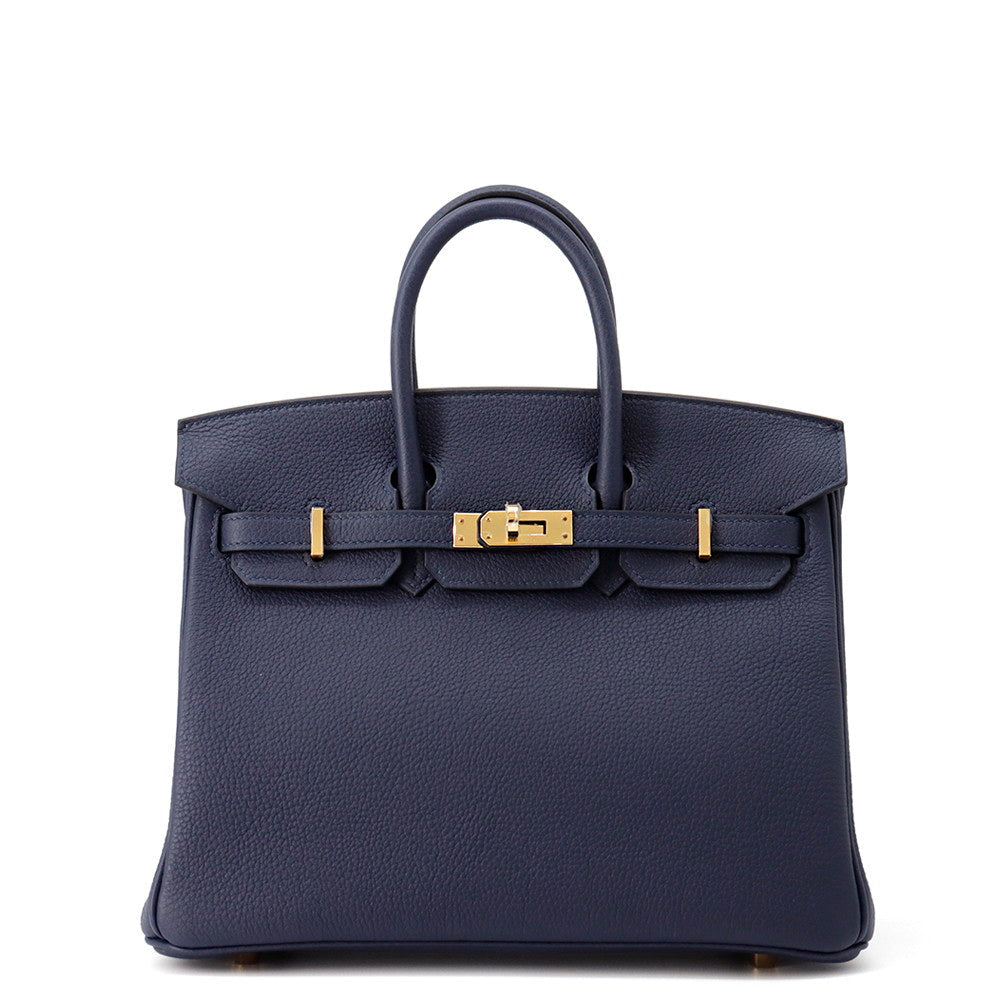 Birkin Abysse Togo Size Handbag Leather Blue Travel Bag