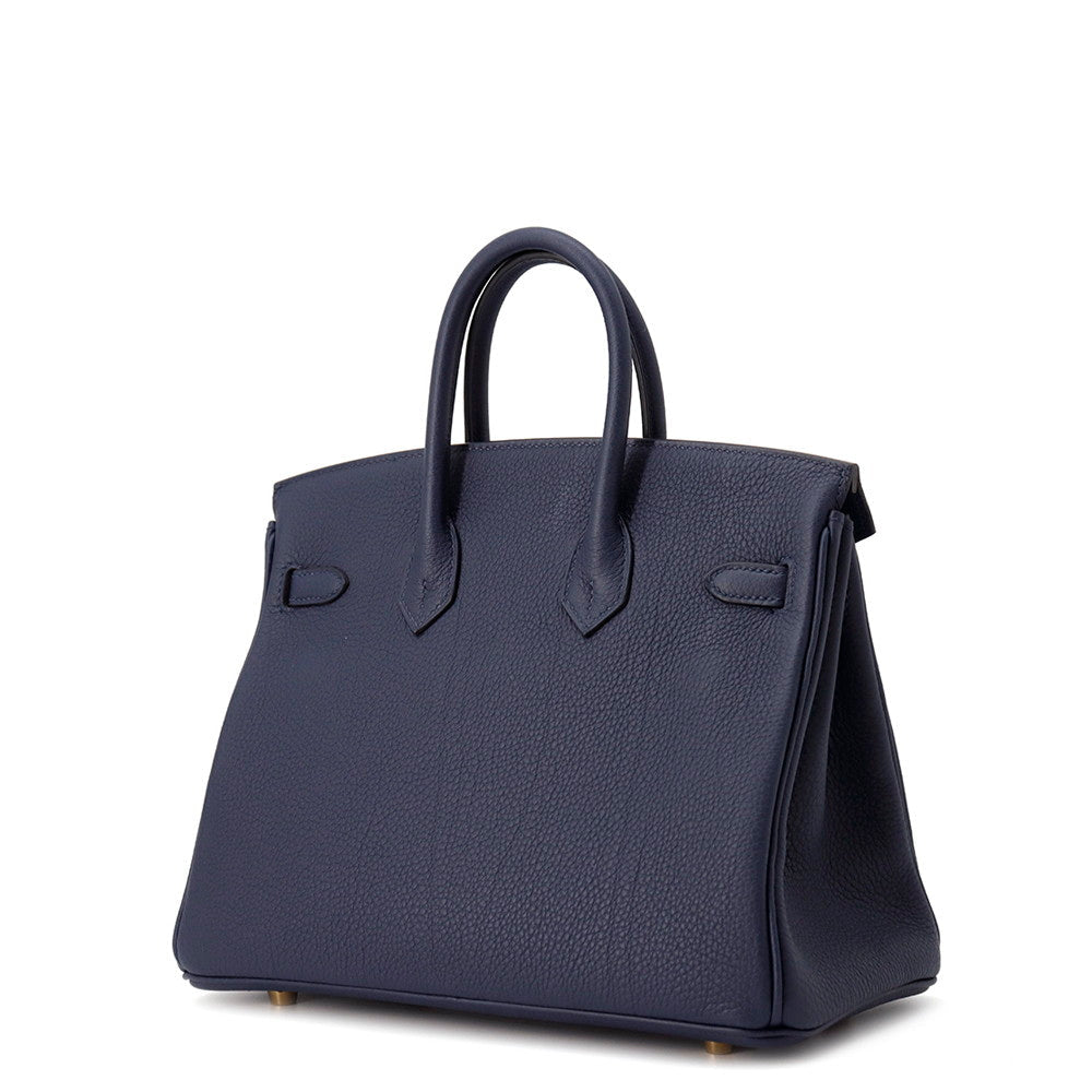 Birkin Abysse Togo Size Handbag Leather Blue Travel Bag