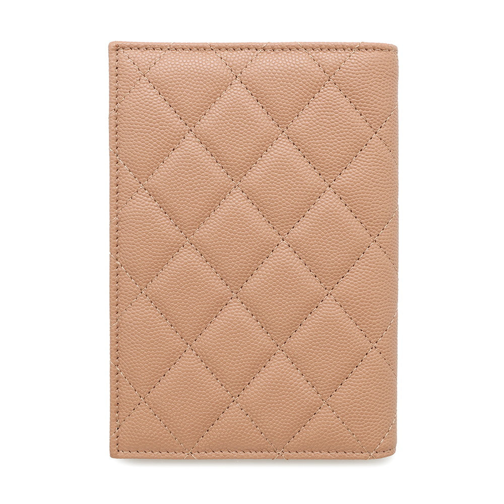 Chanel Matelasse Passport Cover BeigeAP4182 Caviar Rhinestone Leather Wallet Case