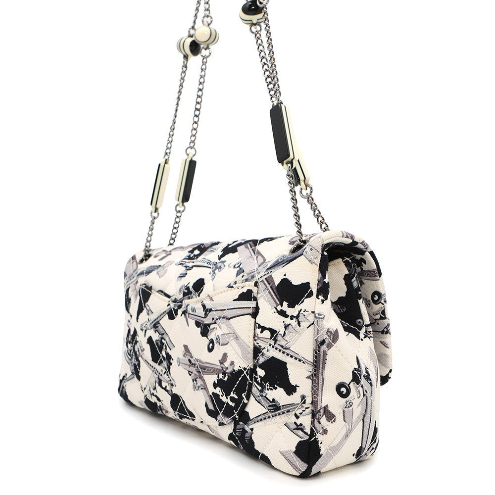 Chanel Airline ChainShoulder WhiteA31977 Plastic Black Canvas Shoulder Bag