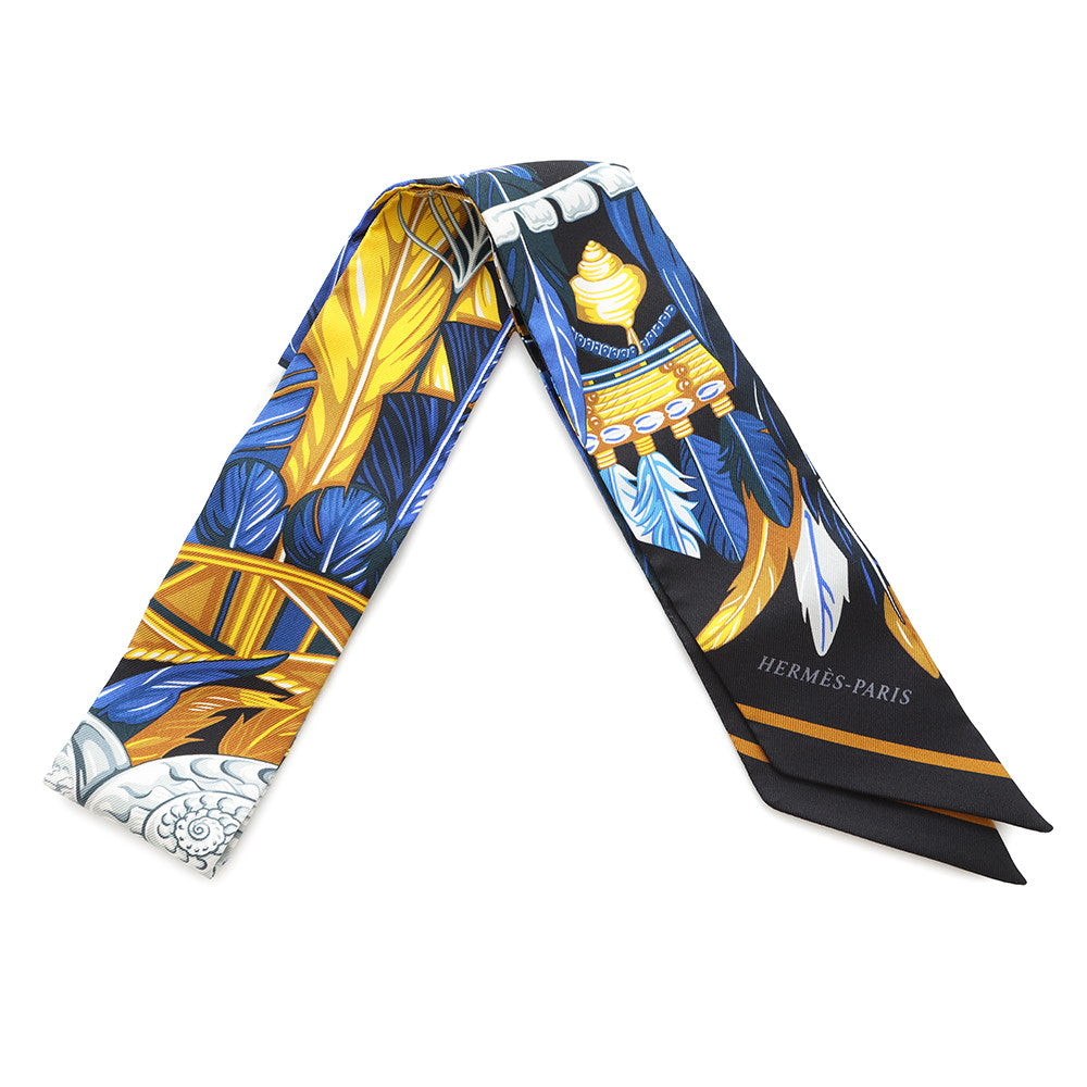 Twilly Dance Pacific Nuit Jaune Vif Silk Black Blue Travel Bag