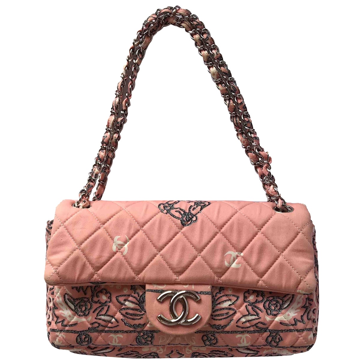 Chanel timeless/classique pink cloth handbag