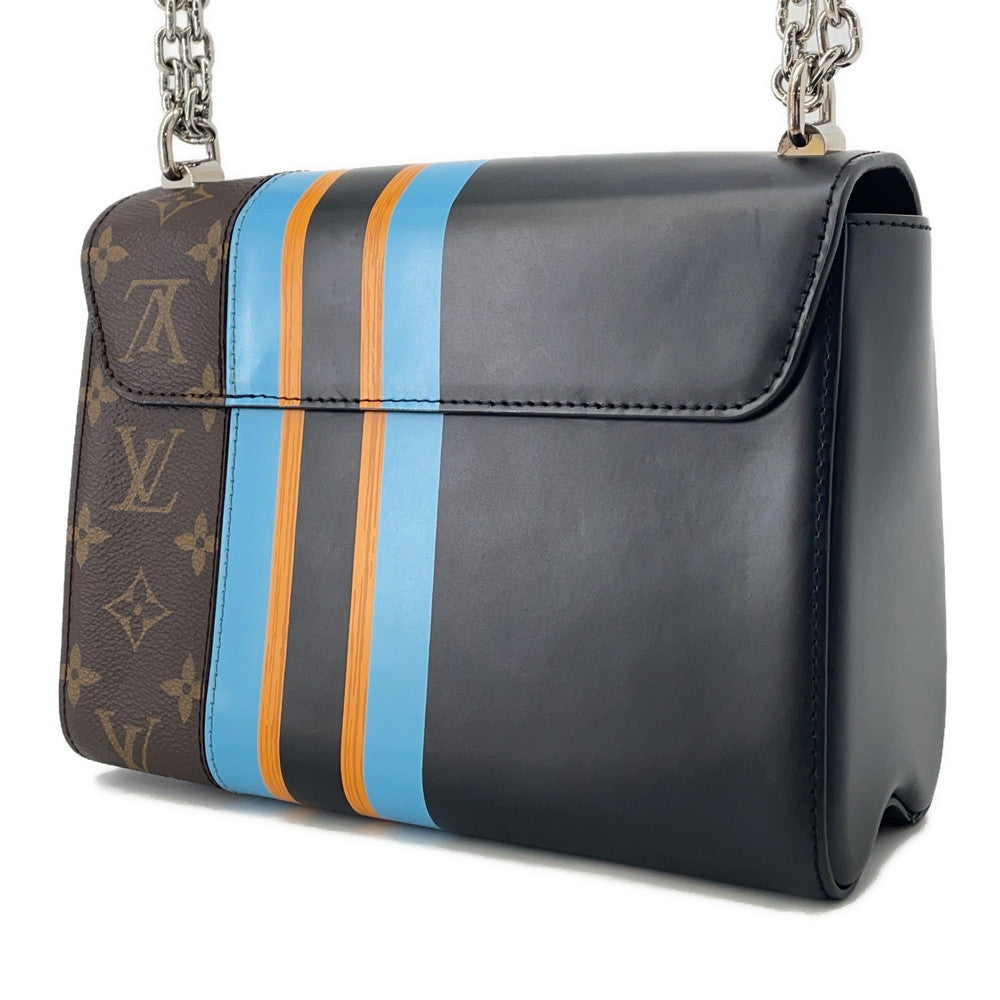 Louis Vuitton Twist Marron ColorM42346 Calf Noir Blue MM Leather Handbag