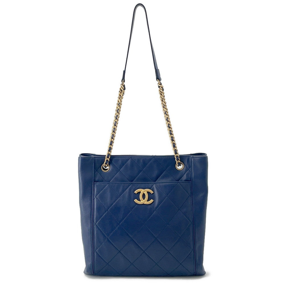 Chanel Shopping NavyAS2295 Calf Small Leather Tote Bag