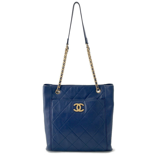 Chanel Shopping NavyAS2295 Calf Small Leather Tote Bag