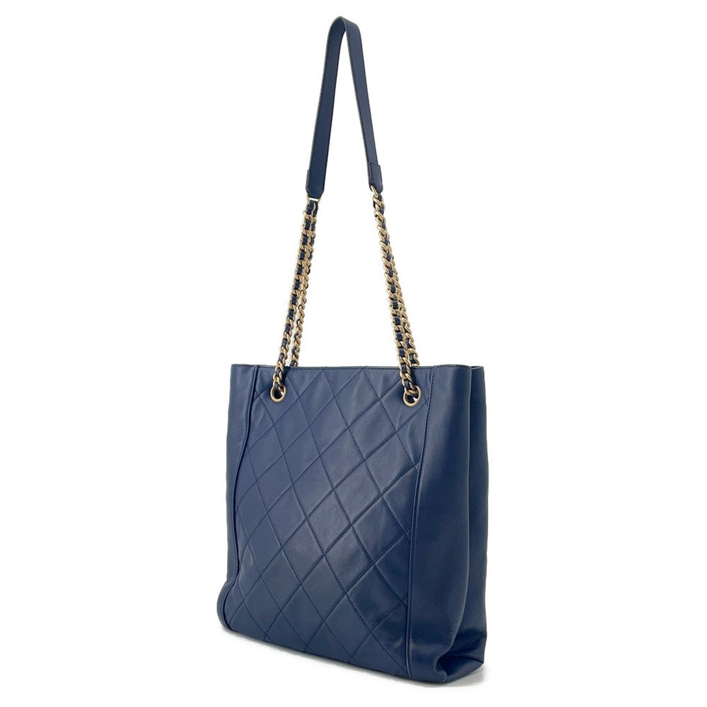 Chanel Shopping NavyAS2295 Calf Small Leather Tote Bag