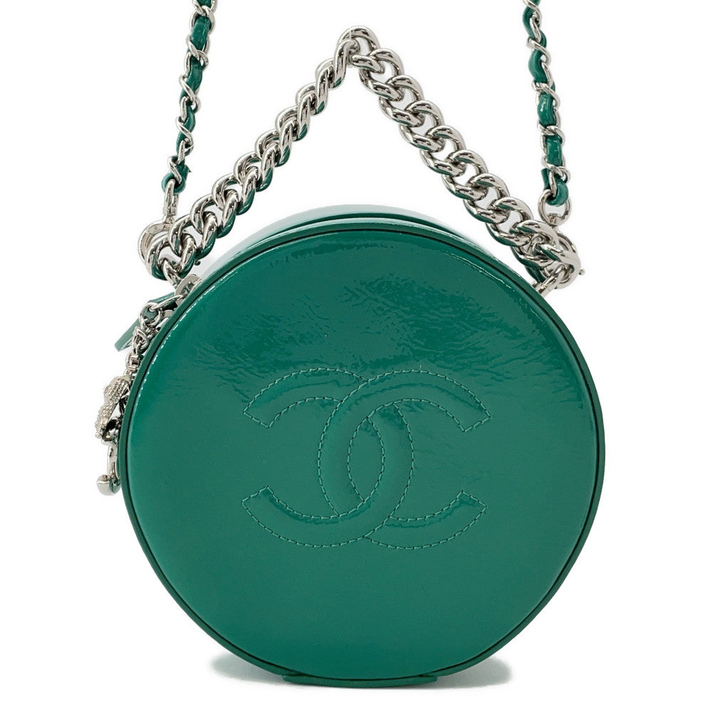 Chanel Round As Earth 2WAYBag GreenA91946 Patent Leather Handbag