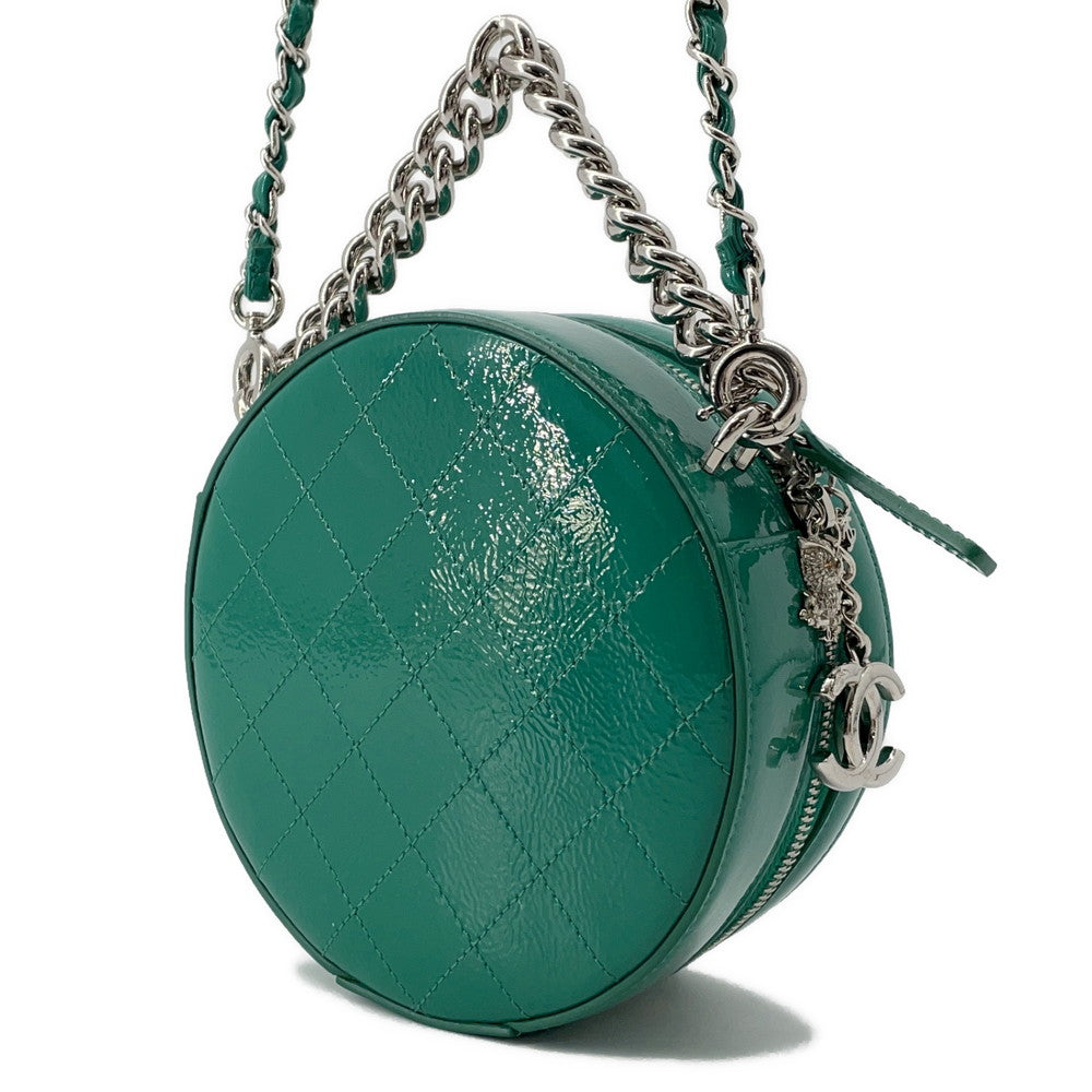 Chanel Round As Earth 2WAYBag GreenA91946 Patent Leather Handbag