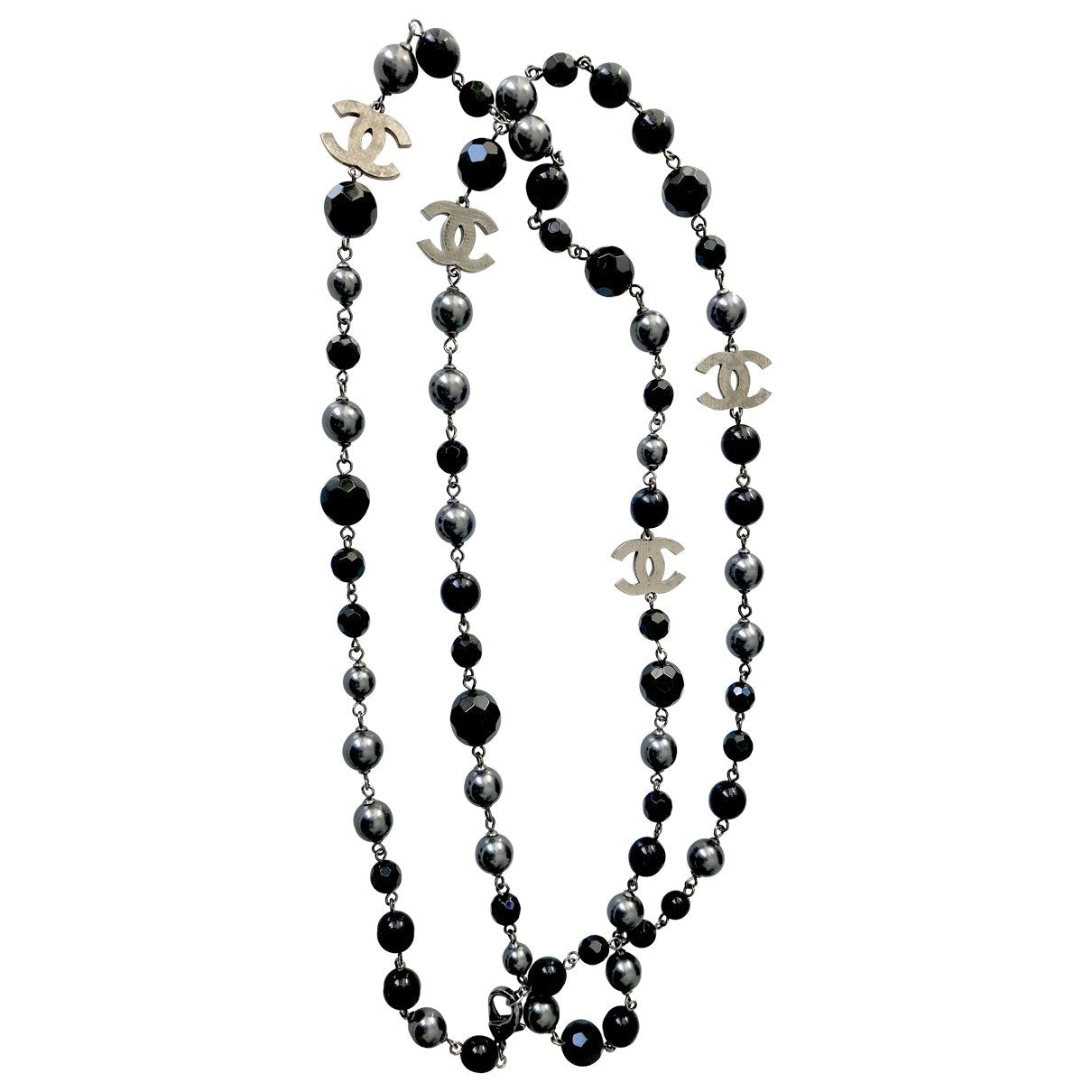 Chanel cc anthracite metal long necklaces