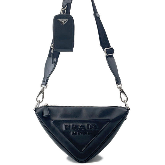 Triangle Way Shoulder Bag Bh Leather Black