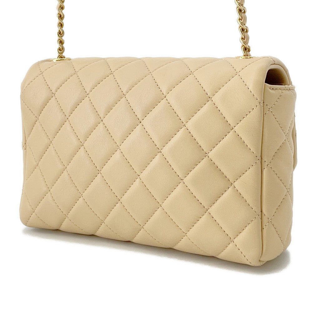 Chanel Matelasse ChainShoulder Lambskin Beige Shoulder Bag