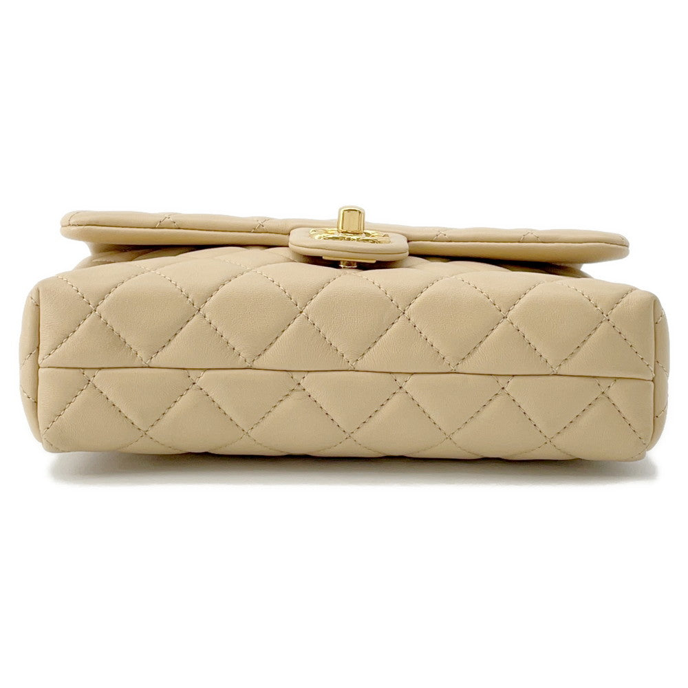 Chanel Matelasse ChainShoulder Lambskin Beige Shoulder Bag