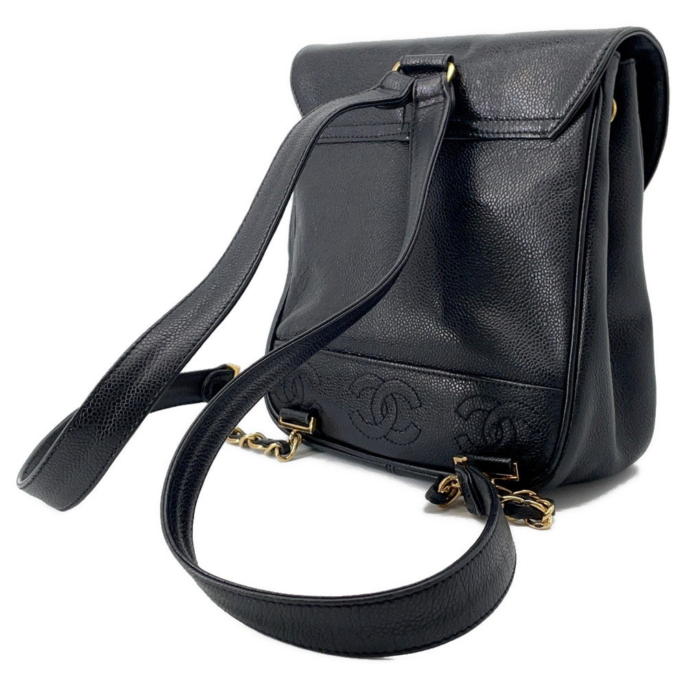 Chanel Triple Coco Backpack Caviar Black Leather