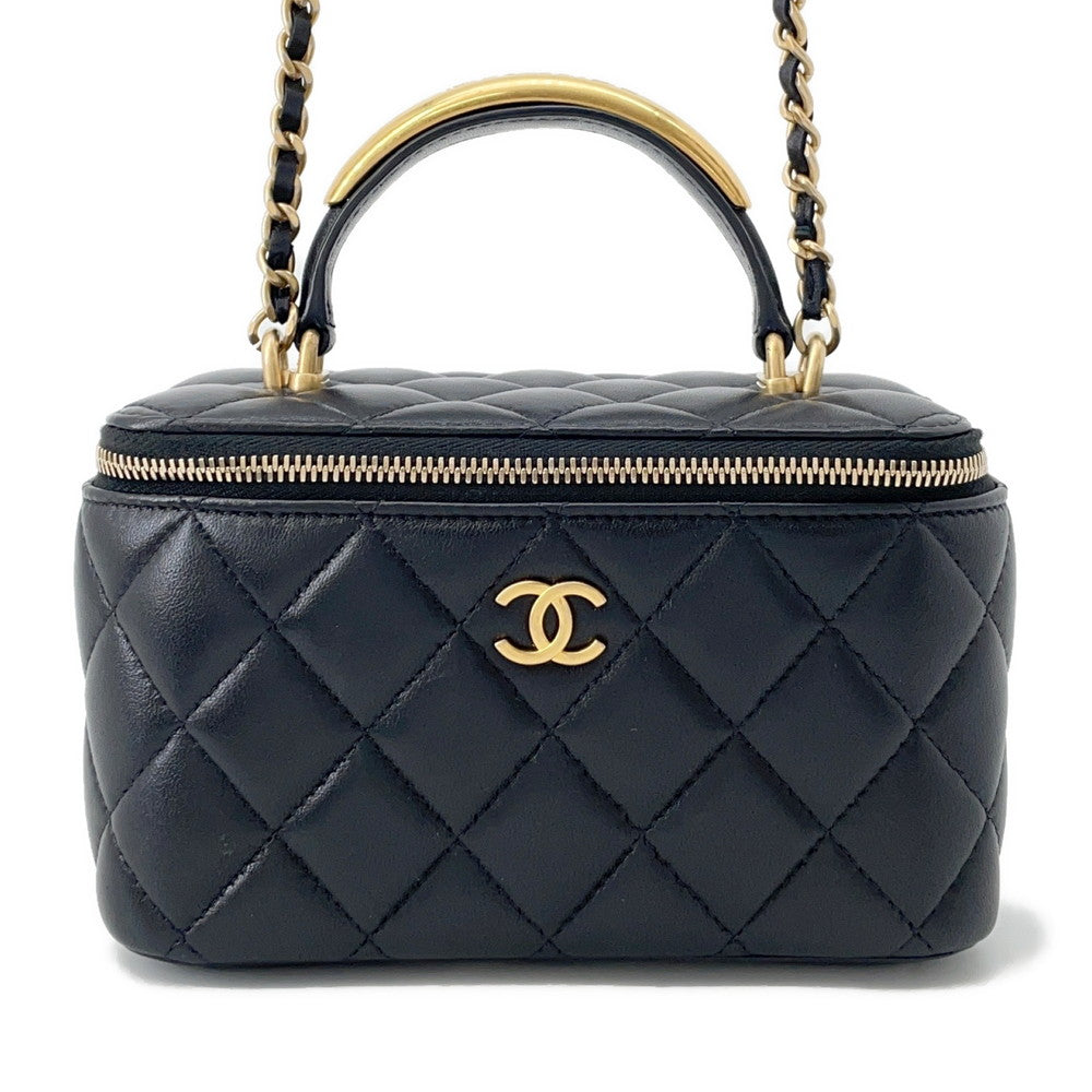 Chanel Matelasse Top Handle Vanity BlackAP2199 Lambskin Handbag