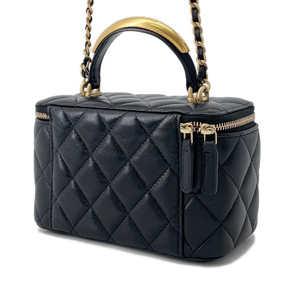 Chanel Matelasse Top Handle Vanity BlackAP2199 Lambskin Handbag