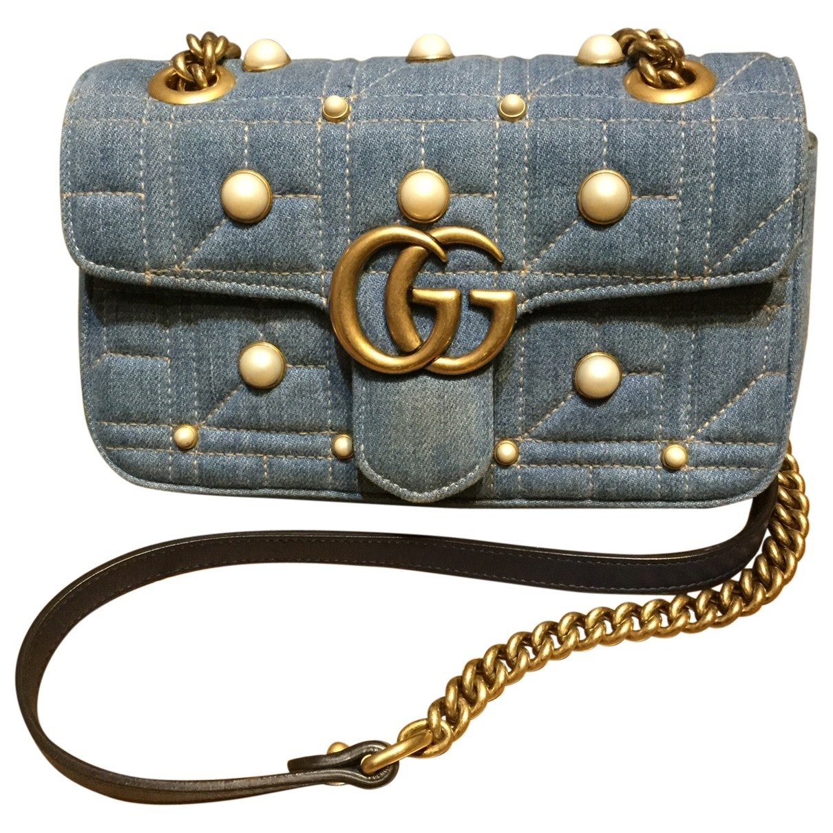 Gucci marmont blue denim - jeans handbag