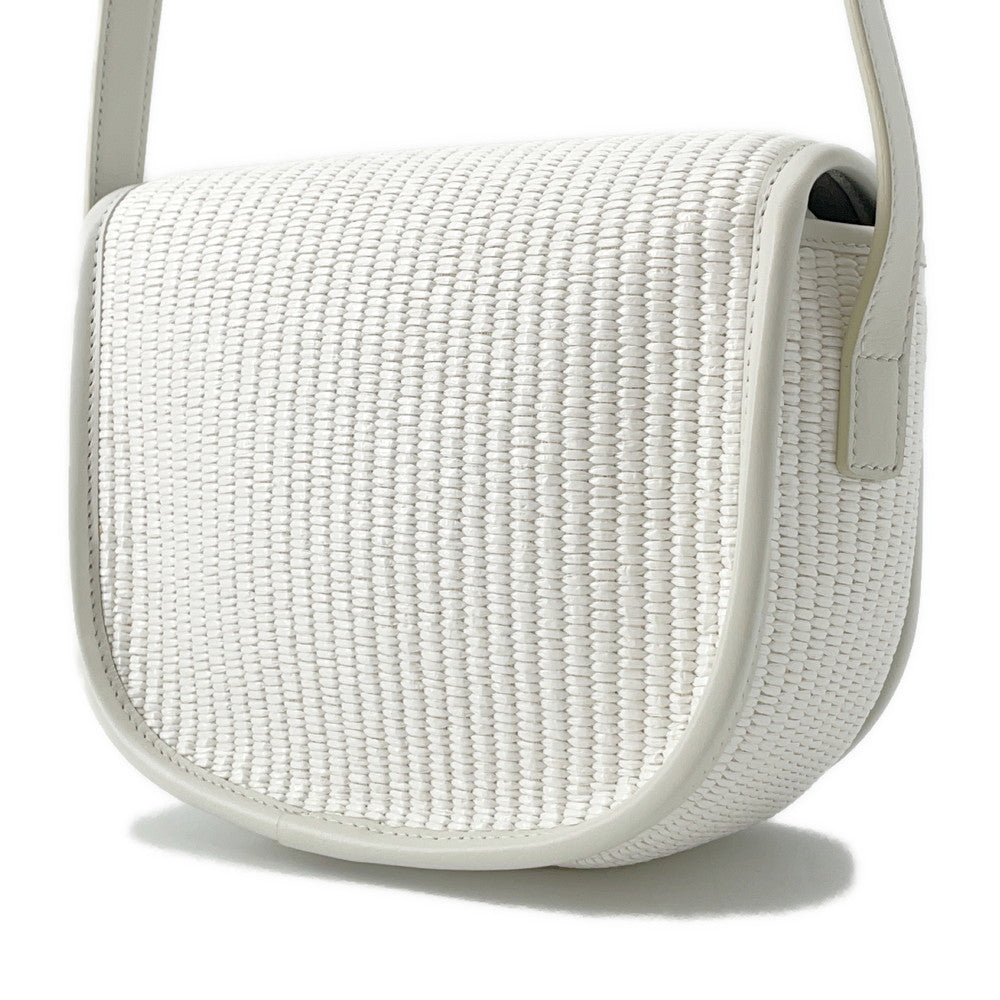 Triomphe Shoulder Bag Ebl. Ww Leather Raffia
