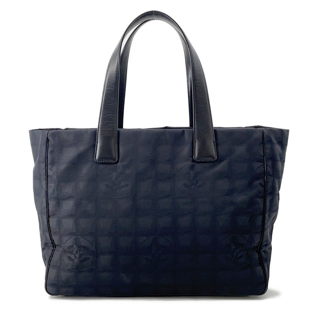 Chanel New Line BlackA15991 NylonJacquard MM Leather Travel Bag