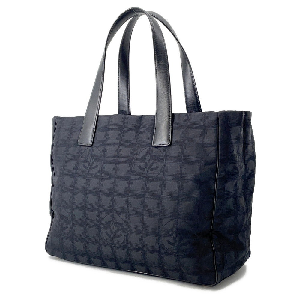 Chanel New Line BlackA15991 NylonJacquard MM Leather Travel Bag