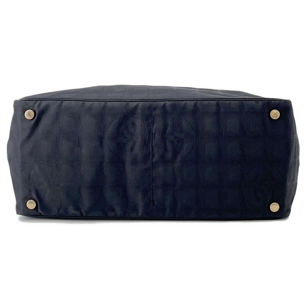 Chanel New Line BlackA15991 NylonJacquard MM Leather Travel Bag