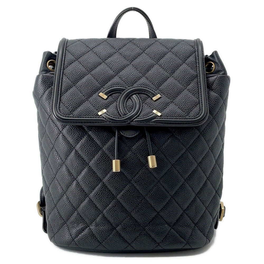 Chanel CCFiligree Backpack BlackA57090 Caviar Leather