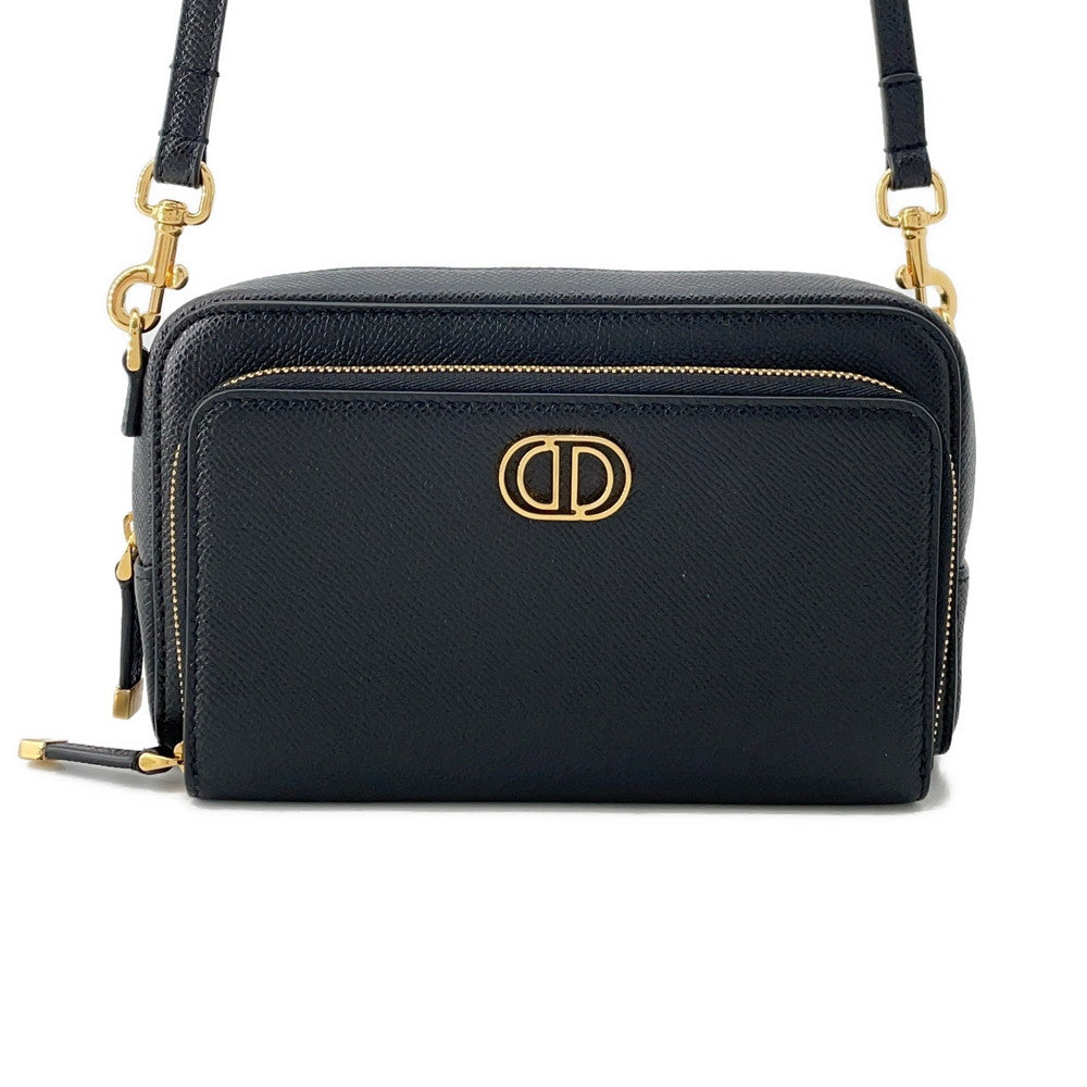Dior Karo Double Pouch Blacks Ubae Handbag Leather Travel Bag