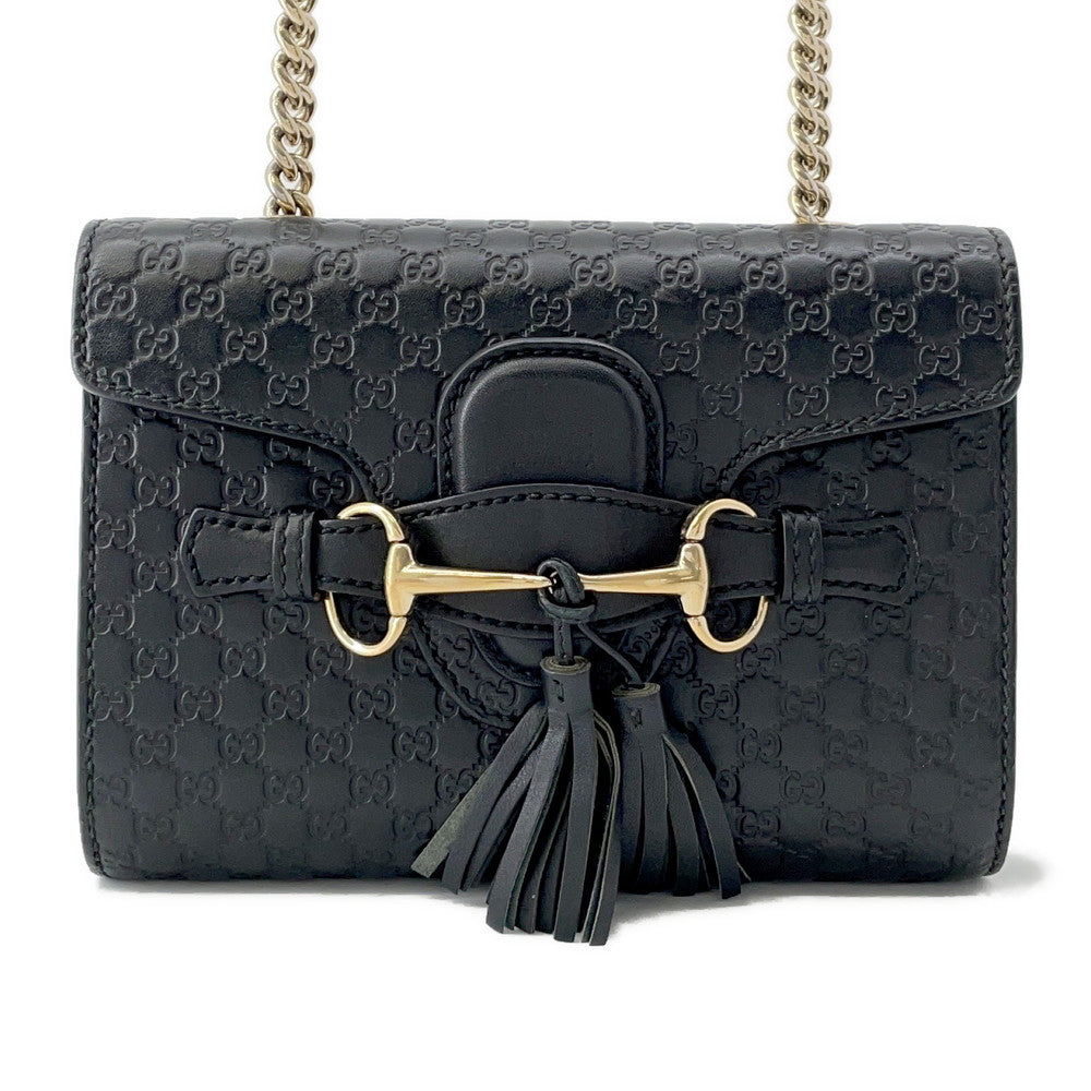Gucci Emily ChainShoulder Black449636 MicroGuccissimaLeather Shoulder Bag